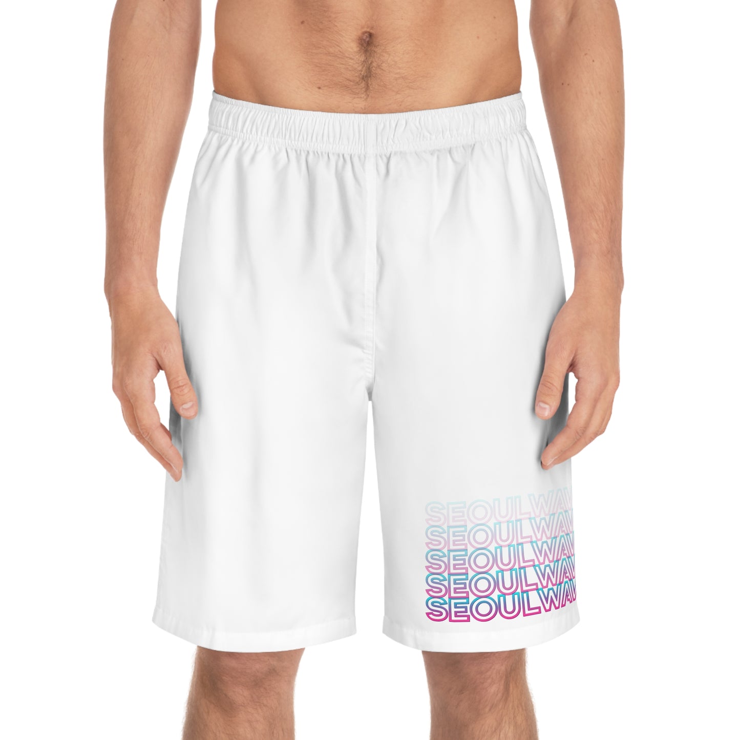 Seoul Wave Board Shorts - Vaporwave Edition (White)