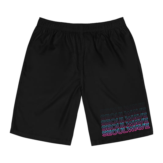 Seoul Wave Board Shorts - Vaporwave Edition (Black)