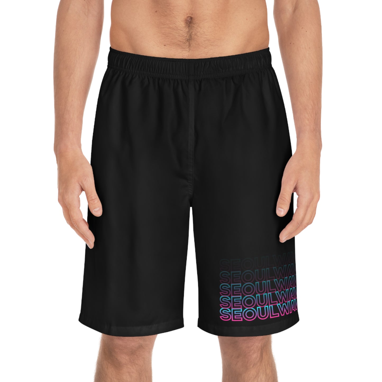 Seoul Wave Board Shorts - Vaporwave Edition (Black)